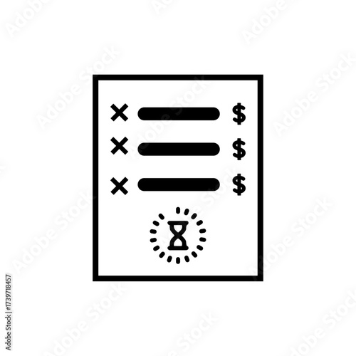 Pending invoice payment with late fees and time running out vector graphic