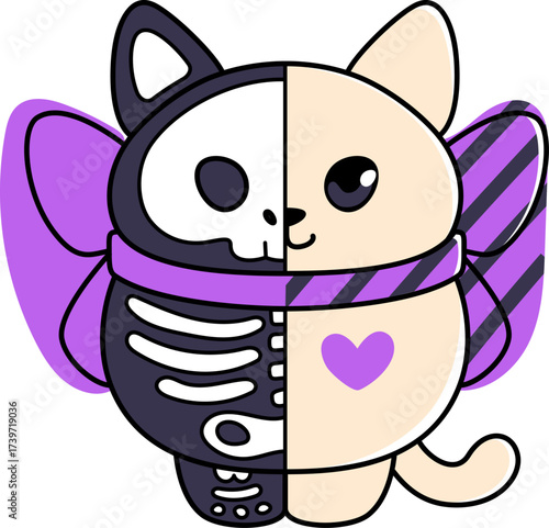 Cat Skeleton with Wings