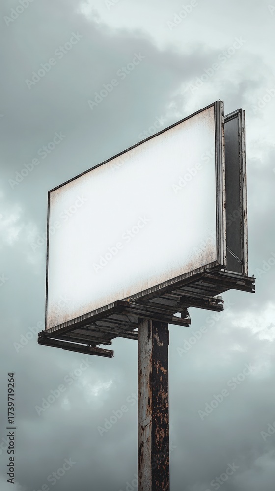 Fototapeta premium Photorealistic Close-Up of Blank Billboard with Soft Diffuse Light and Minimal Background