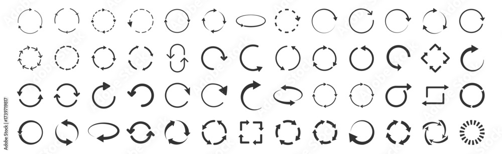 Obraz premium Circle arrow icons. Refresh, reload, recycle and rotation symbols on transparent background