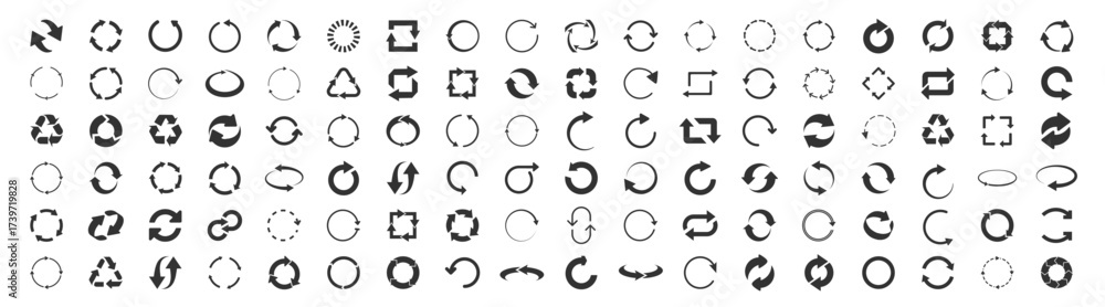Obraz premium Circle arrow icons. Refresh, reload, recycle and rotation symbols on transparent background