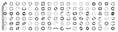 Circle arrow icons. Refresh, reload, recycle and rotation symbols on transparent background