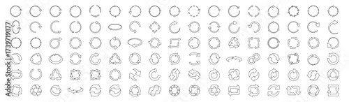 Circular arrow icon. Refresh, reload, recycle and rotation symbol set on transparent background