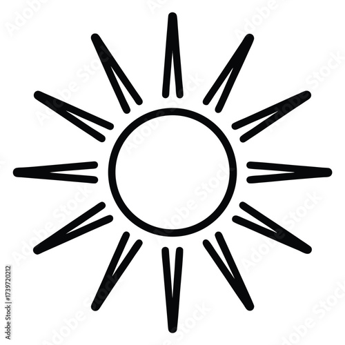Simple outline sun icon with radiating rays