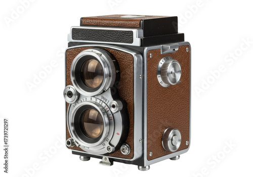 Tableau sur toile Isolated twin lens reflex camera for photography enthusiasts and retro style lov