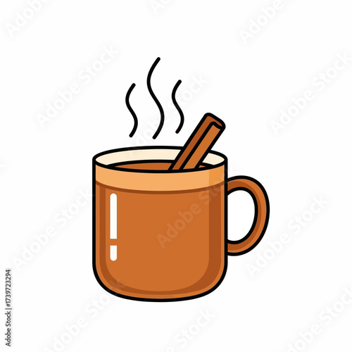Illustration of a mug with a cinnamon stick and steam.
