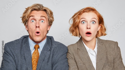 Deux collègues surpris avec une expression choquée