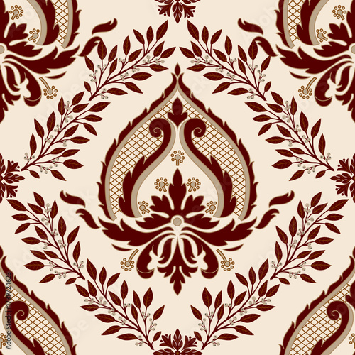 Damask modern seamless pattern element. Vintage classical old fashioned damask ornament, seamless texture for wallpapers, textile.