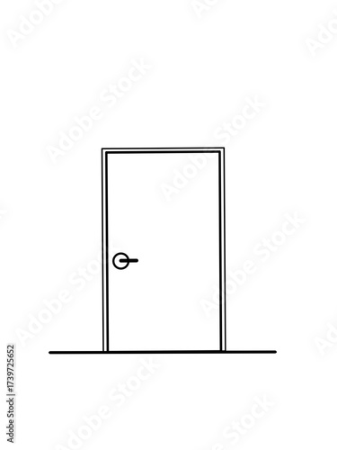 Vertical white background with simple icon of a door.