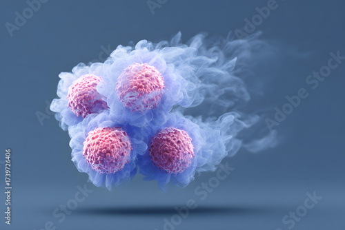 Artistic Rendering of Cells in a Molecular Cloud, Illustrating Scientific Concepts. The image highlights the microscopic structure.