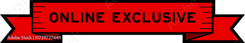 Ribbon label banner with word member exclusive in red color on white background