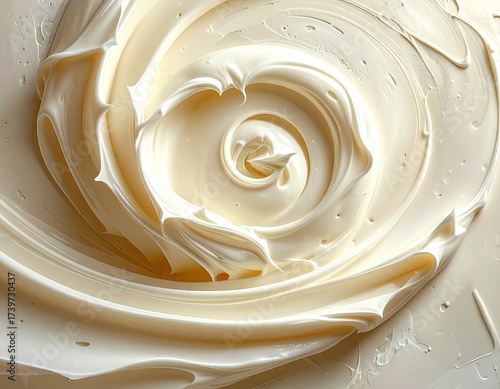 Swirls of Creamy White Texture with Smooth Curves Abstract Pattern Forming a Delicate Rose Shape