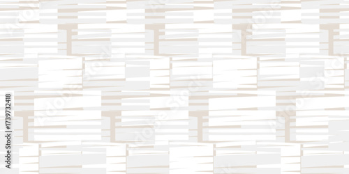 Modern seamless vector pattern with abstract horizontal brush stroke blocks in soft beige and white tones. Minimalistic geometric background for prints, textiles and packaging