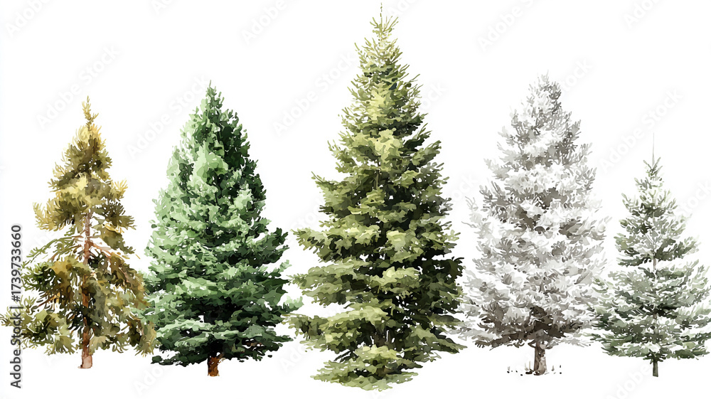 Fototapeta premium Christmas tree isolated on white background
