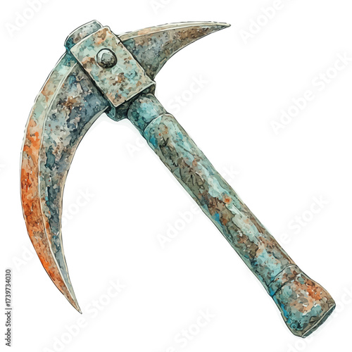 Crowbar, watercolor clipart vector, isolated on a white background.