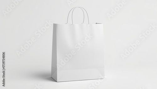 white paper bag. white paper shopping bag for branding with space for your brand name, mockup	