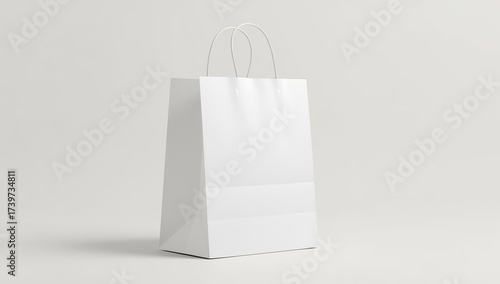 white paper bag. white paper shopping bag for branding with space for your brand name, mockup	