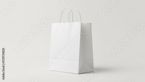 white paper bag. white paper shopping bag for branding with space for your brand name, mockup	