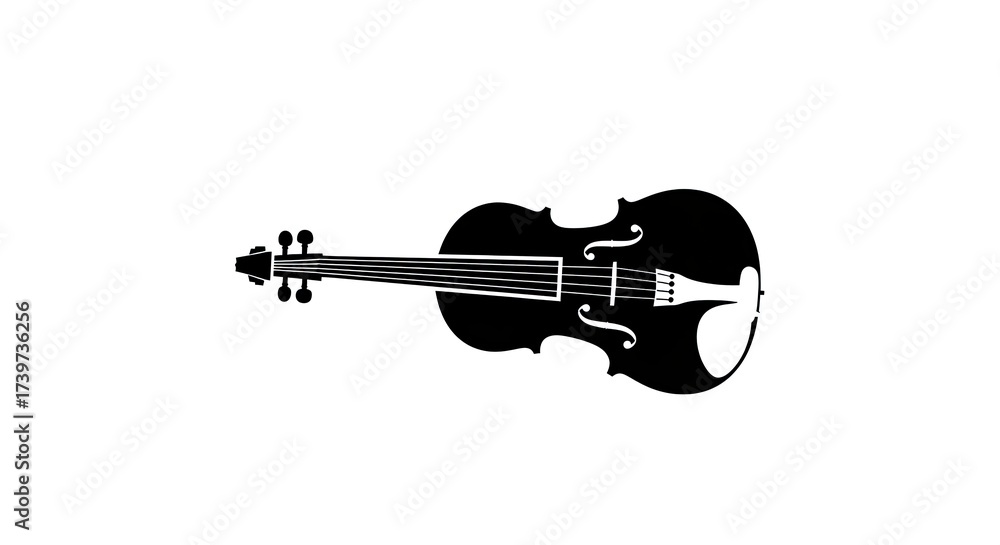 Fototapeta premium Violin silhouette isolated on white background musical instrument