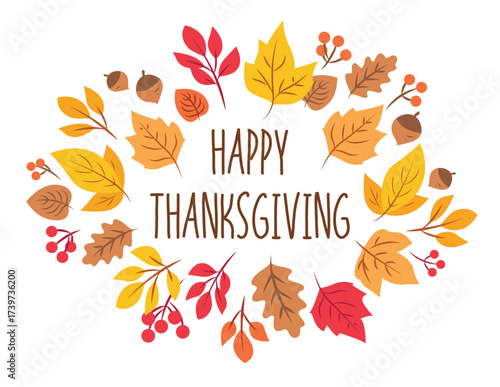 Happy thanksgiving autumnal illustration
