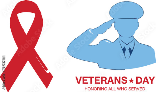 Veterans day honoring all who served patriotic salute ribbon