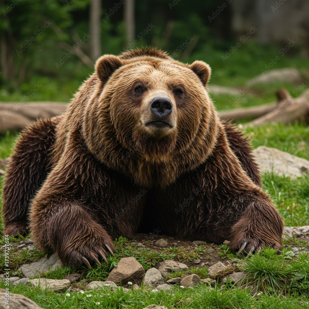 Obraz premium Relaxing Brown Bear on its Back