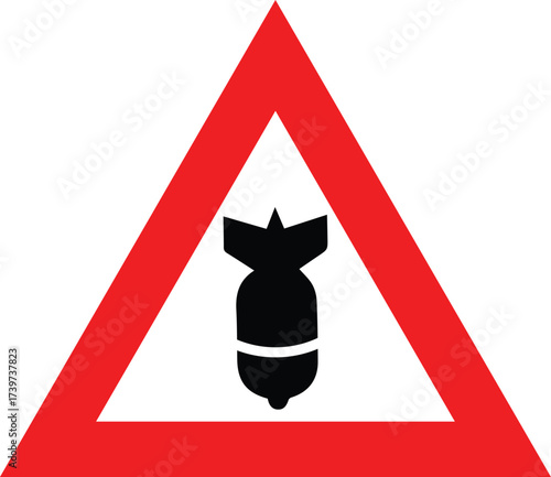 Warning Sign: Falling Bombs Danger, Red Triangle