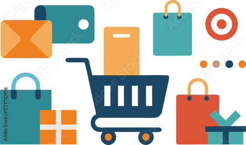 Vector ecommerce shopping icons bundle carts bags shop illustrations scalable eps