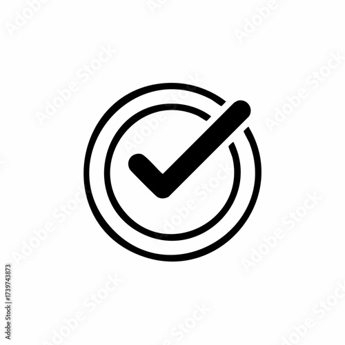 An empty interior space with nobody present, marked by a simple checkmark symbol, indicating completion or approval in a clean, minimalist design