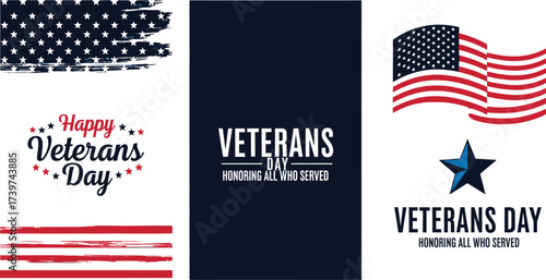 Happy veterans day patriotic american flag honoring service