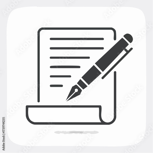 Interior Nobody Empty Black and White Illustration of Pen and Paper Scroll Document