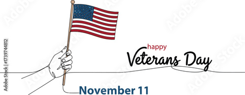 Happy veterans day november th american flag waving illustration