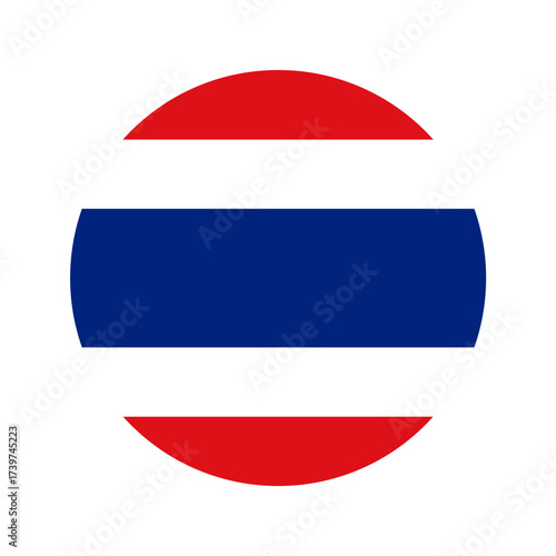 Thai flag shaped as circle. Thailand flag flat design. Vector illustration.	