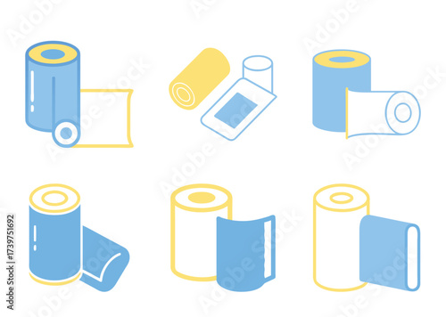 Stylized medical bandages and first aid equipment in flat vector illustration