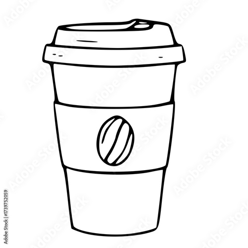 line art vector illustration of take away coffee cup