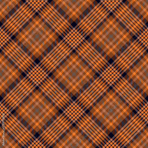 Design checkered  for prints.Seamless orange, blue check pattern. Repeating patern plaid.  Repeated tartan fabric. Vector scottish fabriс. Ekose texture. Madras flannel. Checker line. Stripe gingham