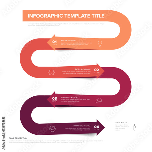 Infographic template illustrates a clear 4-step process flow with colorful arrows, perfect for presentations. The infographic template shows a sequential progression through its 4-step process design.