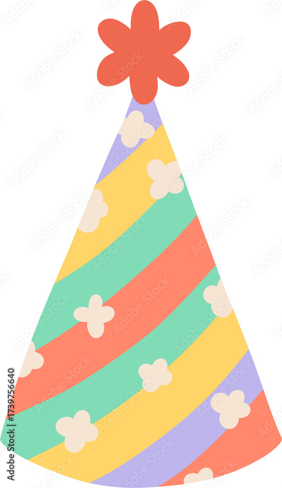 Obraz premium Colorful Party Hat with Flower Topper.