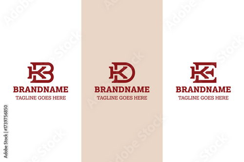 Letters KB KD KE Monogram Logo Set, for business with KB BK KD DK KE EK initials
