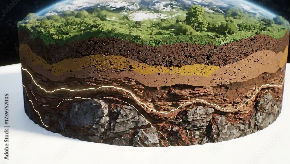 Cross-section of Earth showing layers of soil and vegetation Stock ...
