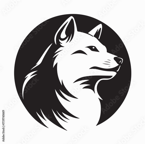Alaskan Malamute Dog Portrait Vector Illustration of Animal Face Design