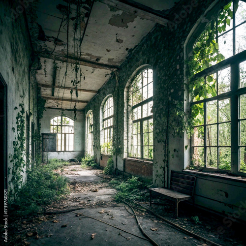 Explore a forgotten world where nature reclaims abandoned spaces, perfect for urban exploration projects and visualizing post-apocalyptic settings