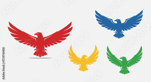 Wallpaper Mural Dynamic Red Eagle or Phoenix Logo with Spread Wings on a Light Gray Background, a Powerful and Stylized Vector Illustration for Branding and Design, Flat Vector Elements, Vector Illustration, Simple Torontodigital.ca