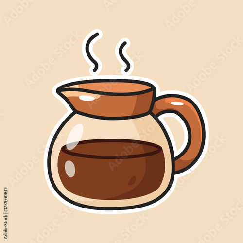 Coffee Pot Illustration with Fresh Brew and Steam for Cafe Drink and Cozy Morning Lifestyle Concept