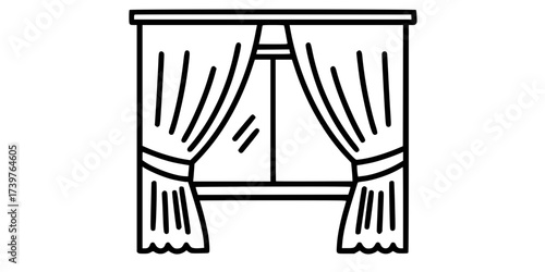 Curtains icon line symbol concept, vector illustration