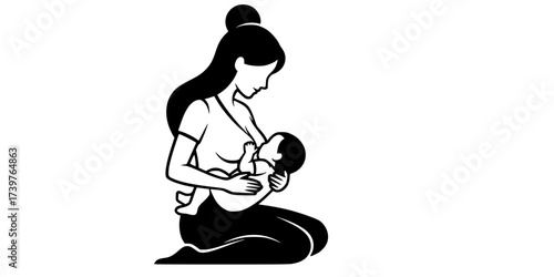 Breastfeeding icon in editable flat vector 