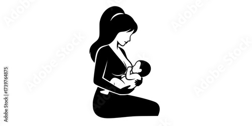 Breastfeeding icon in editable flat vector 