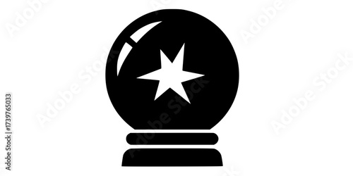 Crystal ball icon in flat style, filled black symbol
