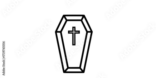 Coffin icon in Line Art Style 