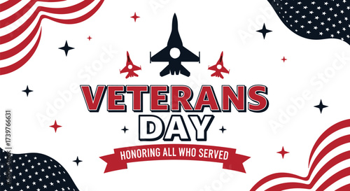 Veterans day honoring all who served with american flag jets